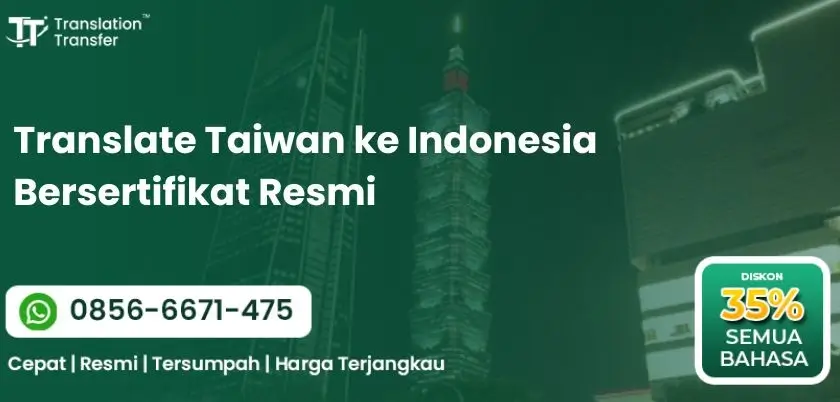 Translate Taiwan ke Indonesia Bersertifikat Resmi