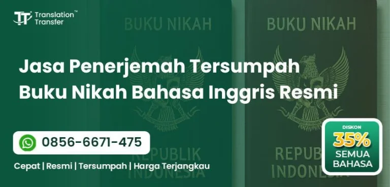 Jasa Penerjemah Tersumpah Buku Nikah Bahasa Inggris Resmi