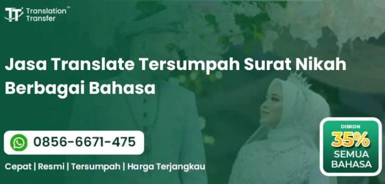 Jasa Translate Tersumpah Surat Nikah Berbagai Bahasa
