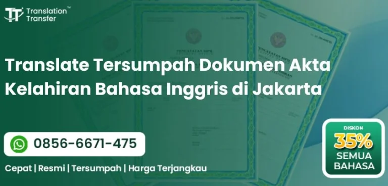 Translate Tersumpah Dokumen Akta Kelahiran Bahasa Inggris di Jakarta