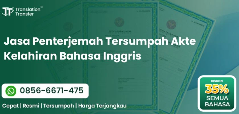 Jasa Penterjemah Tersumpah Akte Kelahiran Bahasa Inggris