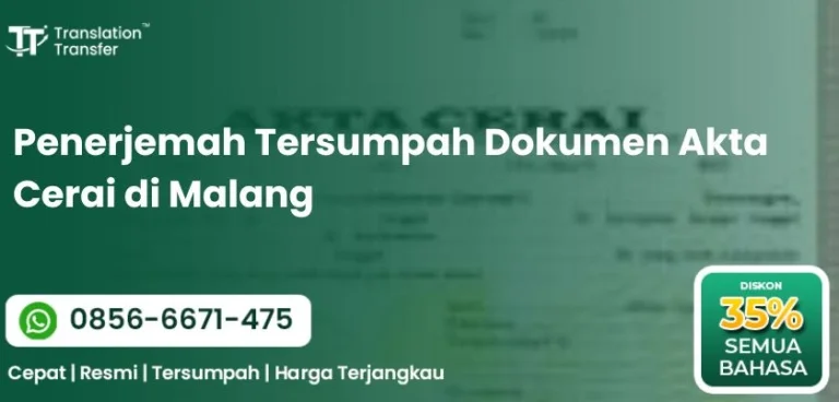 Penerjemah Tersumpah Dokumen Akta Cerai di Malang