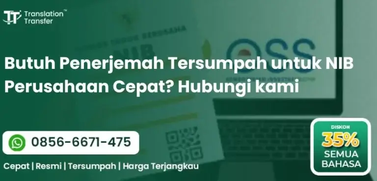Penerjemah Tersumpah untuk NIB Perusahaan Cepat