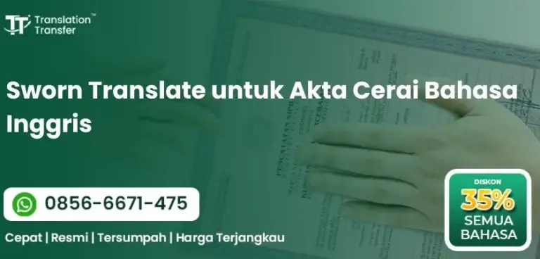 Sworn Translate untuk Akta Cerai Bahasa Inggris