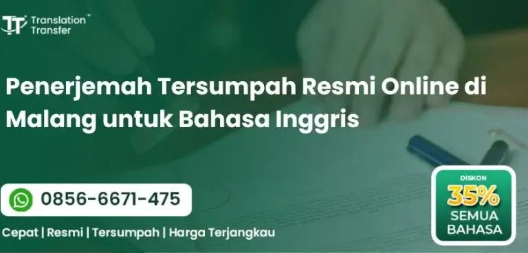 Penerjemah Tersumpah Resmi Online di Malang untuk Bahasa Inggris