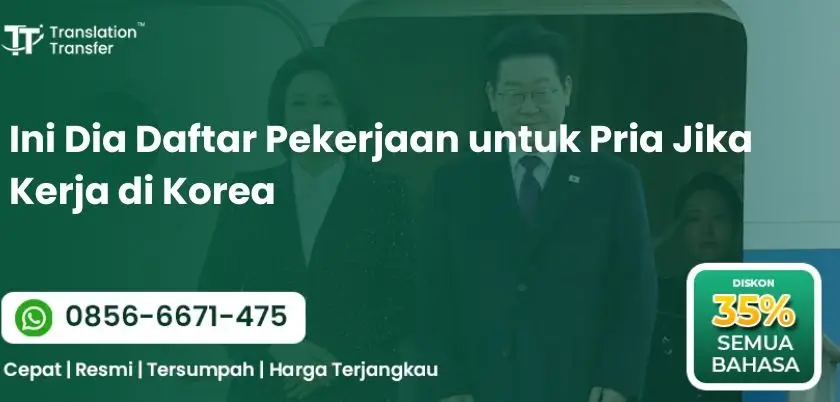 Ini Dia Daftar Pekerjaan untuk Pria Jika Kerja di Korea