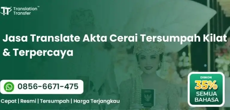 Jasa Translate Akta Cerai Tersumpah Kilat & Terpercaya