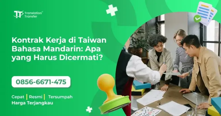 Kontrak Kerja di Taiwan Bahasa Mandarin