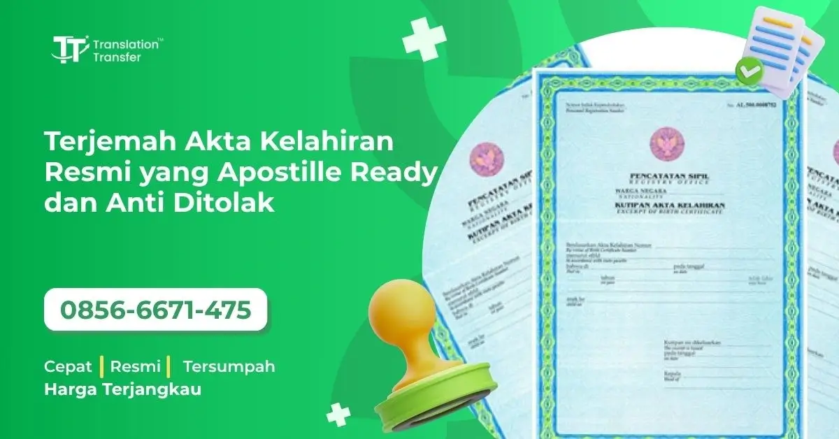 Terjemah Akta Kelahiran Resmi yang Apostille Ready dan Anti Ditolak