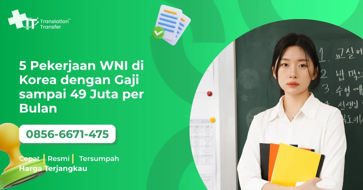 5 Pekerjaan WNI di Korea dengan Gaji sampai 49 Juta