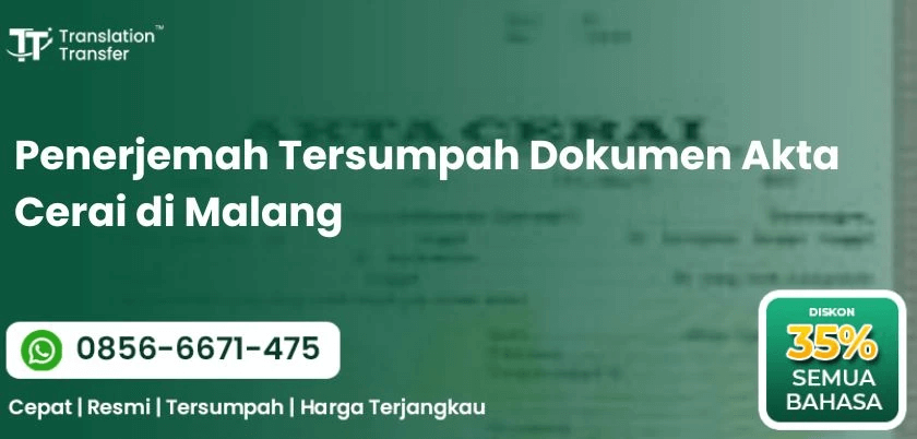 Penerjemah Tersumpah Dokumen Akta Cerai di Malang