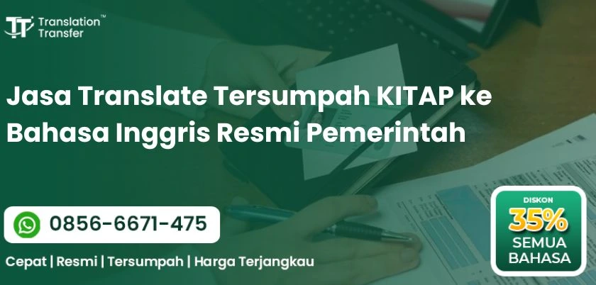 Translate Tersumpah KITAP ke Bahasa Inggris Resmi Pemerintah