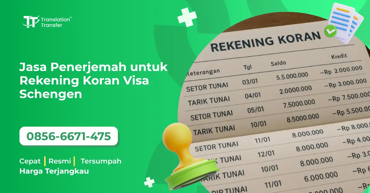 Jasa Penerjemah untuk Rekening Koran Visa Schengen