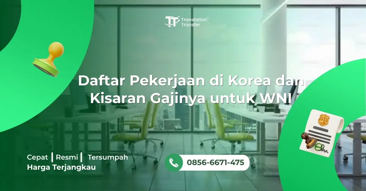 Daftar Pekerjaan di Korea dan Kisaran Gajinya untuk WNI